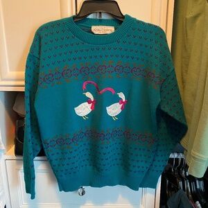 Vintage 80s Grandma Made in the USA Katie Collins Goose/Geese Duck Sweater Sz S